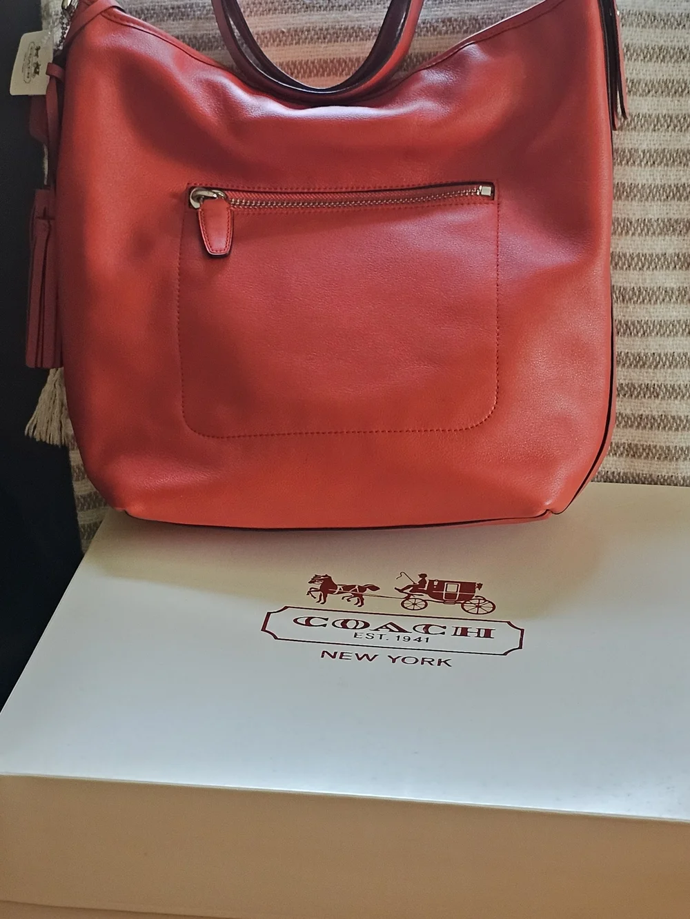 Coach Red Leather Hobo Bag